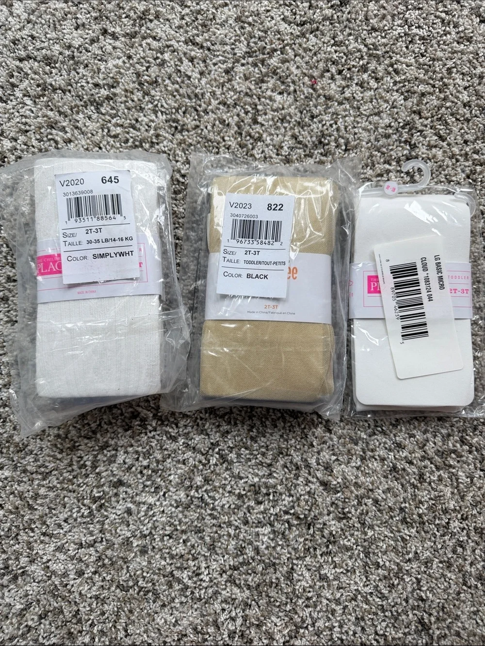 NWT 3 packs Children's Place/Gymboree Tights in White, Black, Cream, Gold 2T/3T